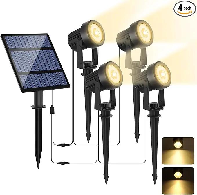 Solar Spotlights Outdoor 4Pack Warm White Landscape Lights IP65 Waterproof Solar Lights Plant Decorative Lighting for Garden Yard Path Lawn by GreenHaven Gardens