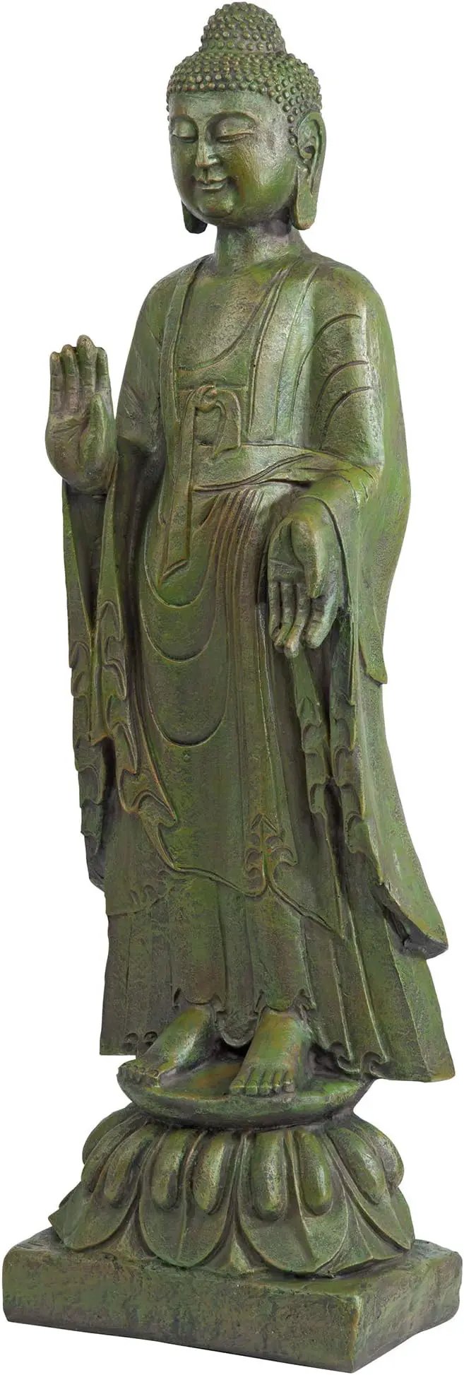 Design Toscano Enlightened One Asian Decor Indoor/Outdoor Garden Statue, 12 inches Wide, 40 inches Tall, Cast Stone Resin, Green Bronze Finish by GreenHaven Gardens