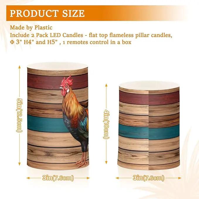 Flickering Flameless Candles, Rooster LED Candles with Remote Timer, Set of 2 Battery Operated Candle for Valentine Wedding Birthday by GreenHaven Gardens
