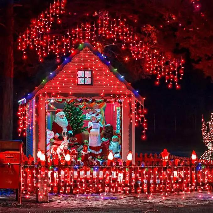 Christmas Icicle Lights Outdoor, 66Ft 640 LED Icicle Lights for Outside with 8 Modes Timers, Waterproof Plug in String Light for House Yard Eave Patio Wedding Party Holiday Decorations, Red by GreenHaven Gardens