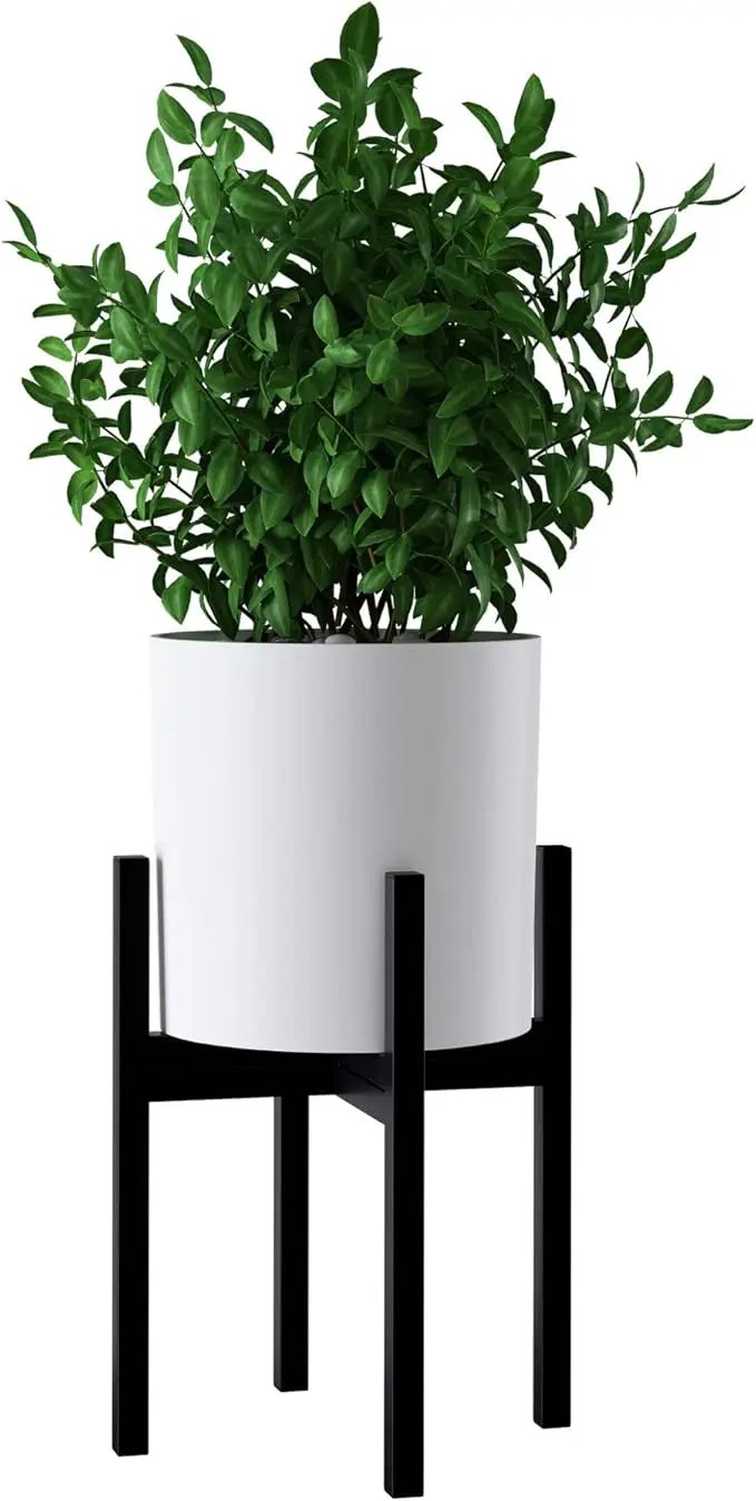 FaithLand Mid Century Plant Stand Indoor Outdoor (EXCLUDING 10" Plant Pot), Metal Planter Stand, Potted Plant Holder, Black, Hold Up to 10 Inch Planter - Fits Snake Plant - Upgraded Design. by GreenHaven Gardens