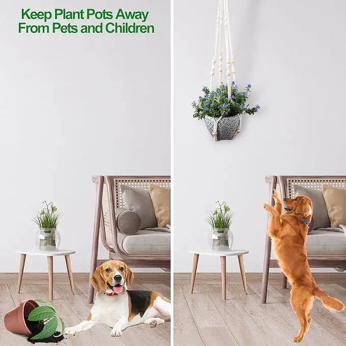 RIFNY Macrame Plant Hanger for 5 to 10 Inch Plant Pots, 35 Inch Indoor Handmade Woven Rope Hanger Kits with Hooks and Wood Beads, Hanging Planter Basket Holder for Boho Home Decor (White, 3 Pack) by GreenHaven Gardens