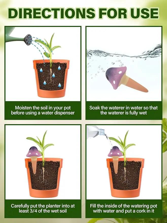 Kalolary 4Pcs Plant Watering Globes, Self Watering Spikes Terracotta Drip Water Stakes Irrigation Watering Bulbs for Pot, Indoor, Outdoor, Vacation (Gradient Mushroom) by GreenHaven Gardens