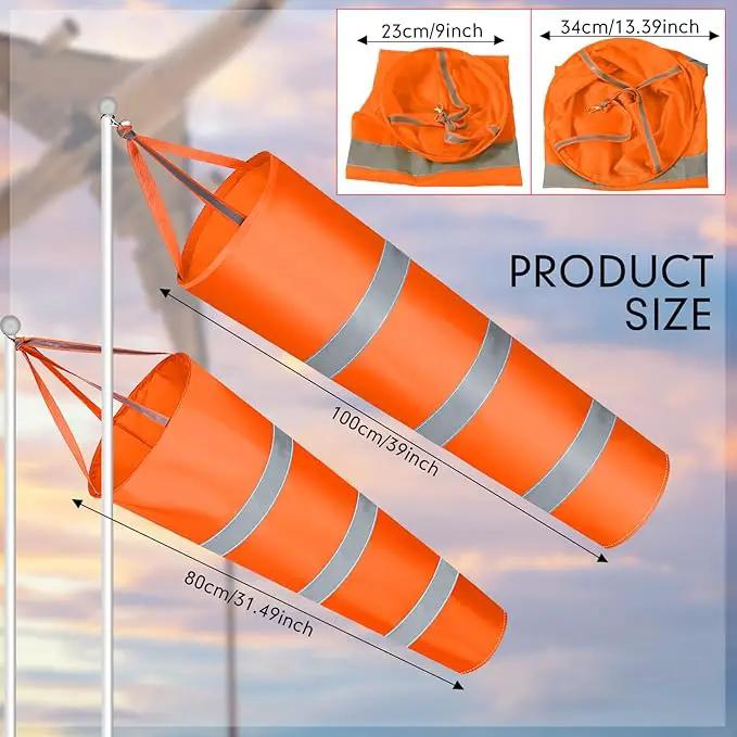 2 Pcs Airport Windsocks Measurement Sock Bag with Reflective Belt Oxford Fabric Ripstop Wind Sock Wind Direction Indicator Windsocks Outdoor Aviation Flag for Airport Farm, 31.5 Inch, 39 Inch(Orange) by GreenHaven Gardens