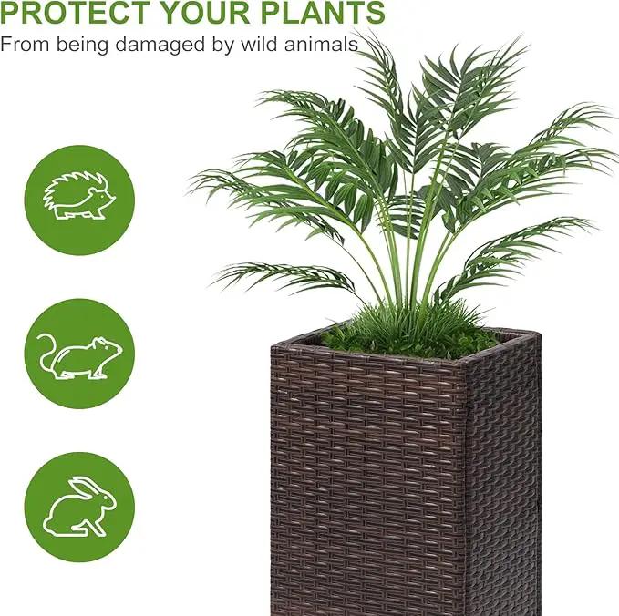 LEWIS&WAYNE Set of 2 Tall Planters for Outdoor Plants Handmade 24'' Wicker Tall Square Planter Box with Removable Liners Modern Planter for Indoor Outdoor Garden Patio Front Porch - Brown by GreenHaven Gardens