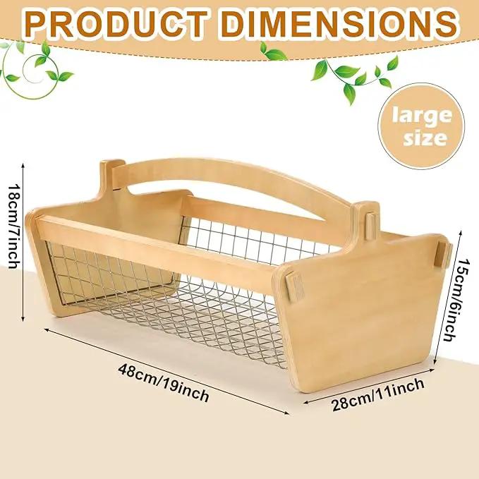 Large Garden Hod Harvest Basket 19 x 11 x 6 Inch, Wooden Gathering Basket with Handle Gardening Gifts for Mom Father Grandma Women Gardener Birthday Washing and Holding Fruit Vegetable by GreenHaven Gardens