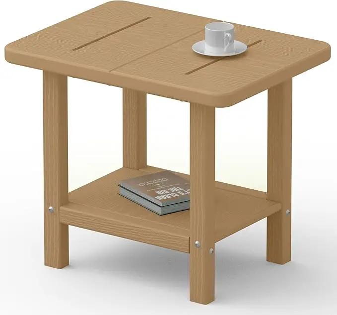 Outdoor Side Table - 2-Tier Storage All Weather Outdoor End Table for Patio - HDPE Morden Easy Maintenance Adirondack Side Table for Pool Porch Balcony Garden Lawn Backyard Outside Indoor by GreenHaven Gardens