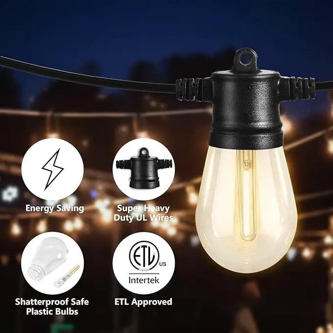 SUNTHIN Outdoor String Lights, 144ft(3 Pack 48ft) Patio Lights with LED Shatterproof Bulbs, Hanging for Outside, Garden, Backyard, Deck, Porch, Bistro, Pool, Party by GreenHaven Gardens