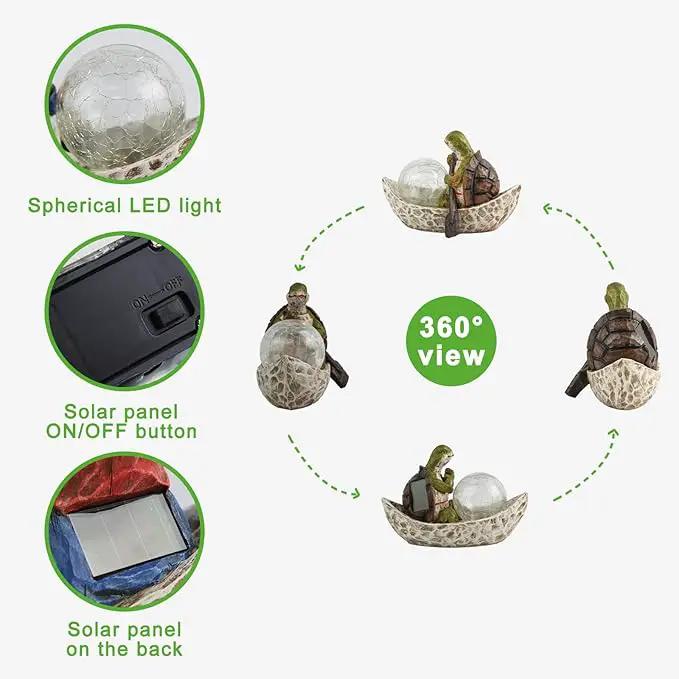Garden Statue of Turtle,Garden Decor Turtle Figurine,Turtle Outdoor Statue,Solar Turtle Decor for Patio,Balcony,Yard,Lawn Ornament,Perfect Garden Gift by GreenHaven Gardens