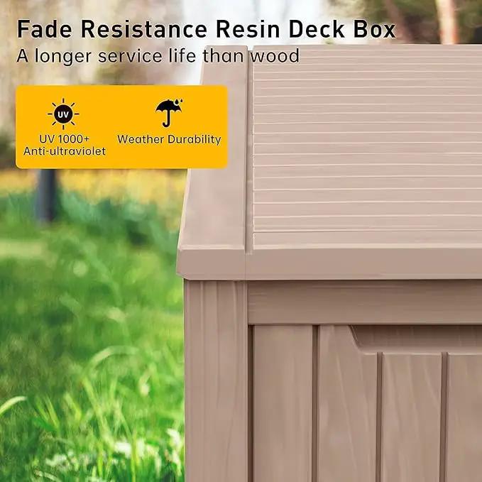 182 Gallon Deck Box Waterproof, UV Resistant Resin Outdoor Storage Box with Hydraulic Rod, Lockable Design and Enhanced Durability for Patio, Garden, and Poolside Use by GreenHaven Gardens