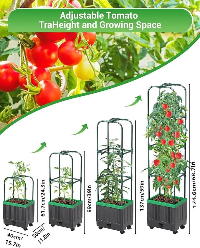 Tomato Planter Box with Trellis, 68.7" Tall Self Watering Tomato Cages for Climbing Vegetables Plant, Raised Garden Bed for Garden, Tomato Plant Support Pots for Patio Indoor Outdoor（68.7" ） by GreenHaven Gardens
