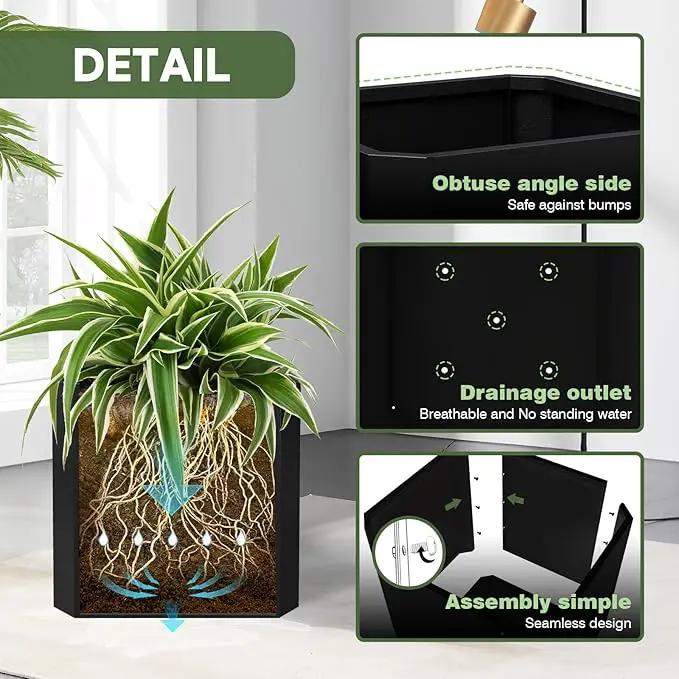 Steel Planter Box-20"x20"x20"-Large Square Planter Box-Outdoor Indoor-Cube Steel Planter Heavy Duty Black Metal Planter Flower Pot Commercial Residential for Home Garden Porch Hotel Patio by GreenHaven Gardens