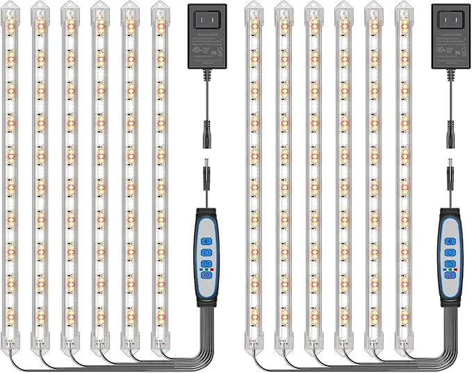 Under Cabinet Grow Light Strip, 36W 360LEDs Grow Lights for Indoor Plant Full Spectrum 660nm/3000K/6000K Grow Lamp with 6/12/16H Timer, 3 Spectrum Modes, 5 Brightness Levels (6 Bars/2 Pack) by GreenHaven Gardens