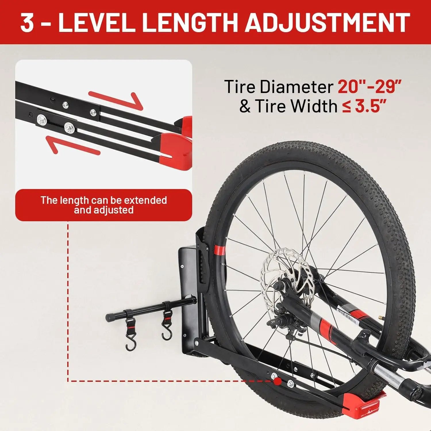 Bike Wall Mount Rack Adjustable & Foldable Garage Bike Rack with Swivel Design & 2 Storage Hooks, Fits 20"-29" Bikes, Holds Up to 77 lbs, Easy Install & Space-Saving Bike Storage 2 Pack by GreenHaven Gardens