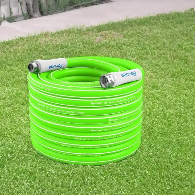 Fevone 100 ft Garden Hose, Heavy Duty Water Hose, Hybrid Polymer, Kink Resistance, Flexible, Durable, Leak Free, Aluminum Fittings, 3/4" GHT, 5/8" ID, 600 Psi, Drinking Water Safe by GreenHaven Gardens