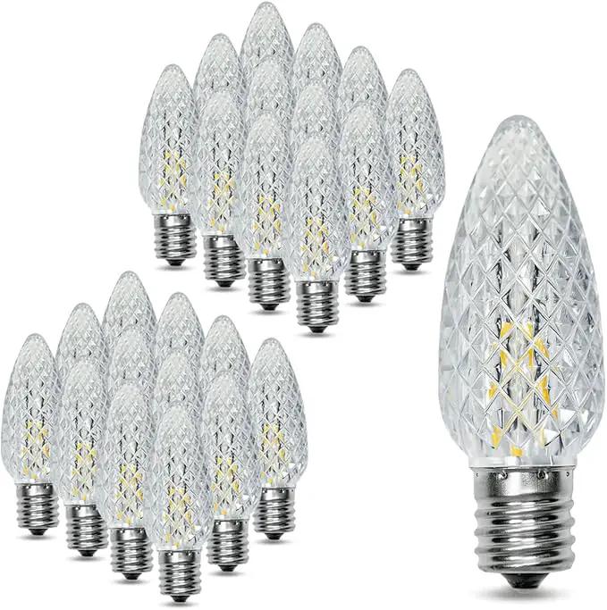 25Pack C9 Replacement LED Light Bulbs, Strawberry Christmas Bulb 2700K Soft White Shatterproof & Waterproof Outdoor String Light Bulbs, E17 Candelabra Base Edison Bulbs for Holiday Decoration by GreenHaven Gardens