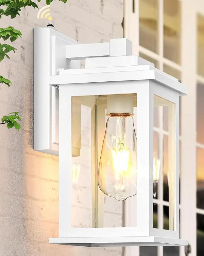 VIANIS White Outdoor Wall Lights, Dusk to Dawn Porch Lights, Anti-Rust Exterior Lighting Fixtures, Dusk to Dawn Outdoor Lighting with Tempered Glass for House, Porch, Garden, Hardwired, Non-Solar by GreenHaven Gardens