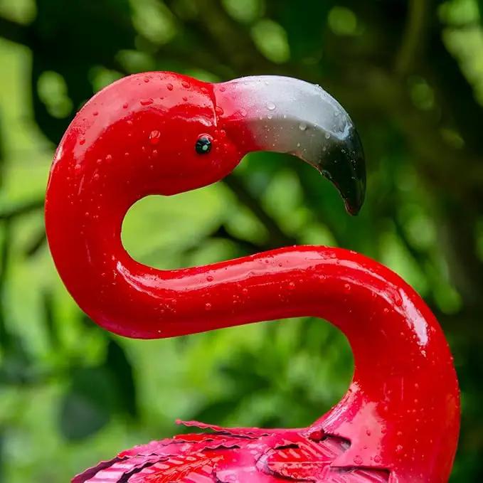 XONOR Metal Flamingo Garden Statues Red Flamingo Yard Art Outdoor Sculptures for Home Patio Lawn Backyard Décor, Set of 2 by GreenHaven Gardens