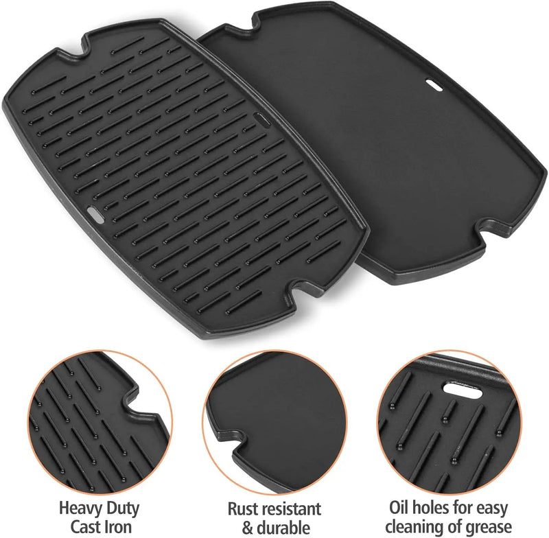 AJinTeby 7583 Cast Iron Griddle for Weber Q2000 Series, for Weber Q200 Q220 Q240 Q2000 Q2200 Q2400 Q2800 Gas Grills Accessories, Replaces for Webber 7645, for Webber Q2200 Grill Parts by GreenHaven Gardens