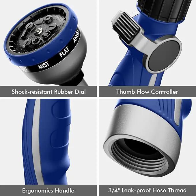 RESTMO Watering Wand Heavy Duty, Metal Garden Hose Wand with 10 Spray Patterns, 15-Inch Long Hose Nozzle Sprayer with Thumb Flow Control, Ideal to Water Hanging Baskets and Shrubs, Blue by GreenHaven Gardens