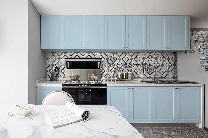 Dimoon 78.7''x17.7'' Blue Peel and Stick Wallpaper Contact Paper Modern Self Adhesive Wall Paper Removable Renter Friendly Textured Solid Color Shelf Cabinet Vinyl Roll (78.7''x17.7'',Light Blue) by GreenHaven Gardens