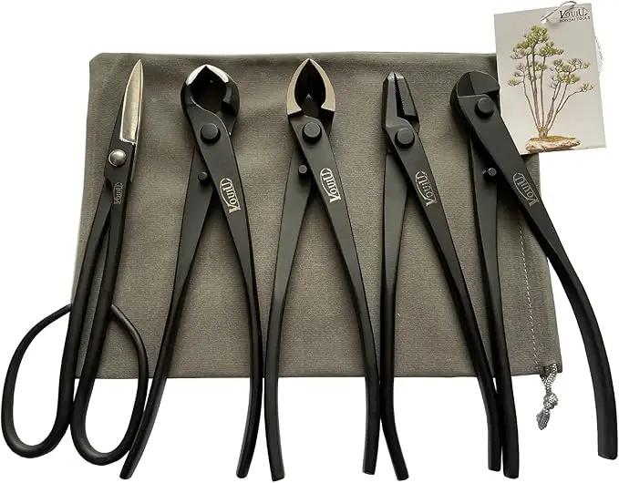 5-Piece Bonsai Tool Set,Knob Cutter,Concave Cutter,Wire Cutter,Jin Pliers,Bonsai Scissors by GreenHaven Gardens