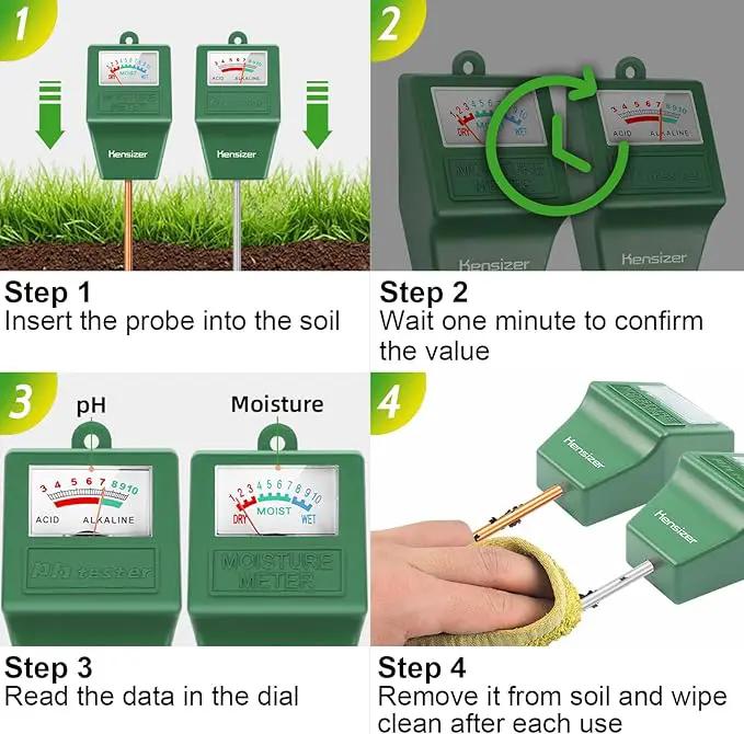 Kensizer Soil Tester, Soil Moisture/pH Meter, Gardening Farm Lawn Test Kit Tool, Digital Plant Probe, Water Hydrometer for Indoor Outdoor, No Battery Required by GreenHaven Gardens