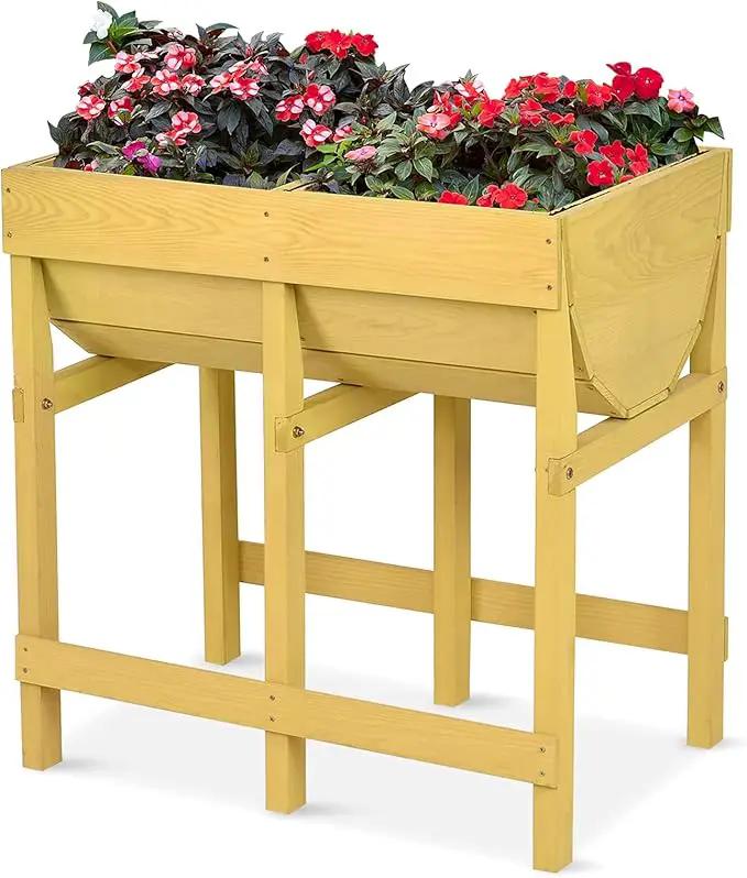 Giantex Raised Garden Bed, Elevated Wood Planter Stand, Garden Grow Box Kit W/Legs for Vegetable, Flower, Herb - Outdoor Planter W/Shelf for Garden, Patio, Backyard - Natural by GreenHaven Gardens