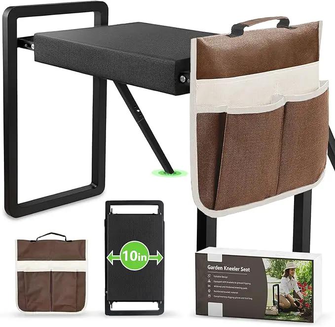 seasky Foldable Garden Kneeling and Seat, Anti-Tipping Garden Stool Widened Thick Soft Kneeling Pad，Heavy Duty Gardening Stool with Garden Tool Bag, Gardening Gift for Women(Without Gloves) by GreenHaven Gardens