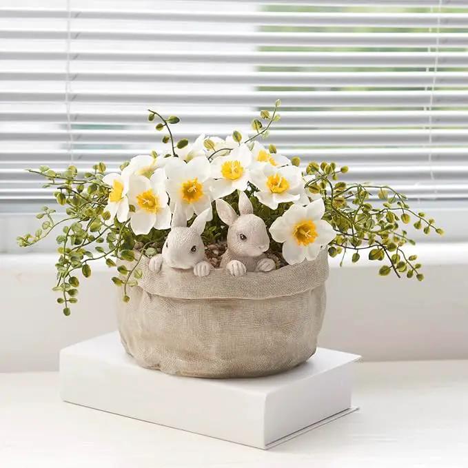 Newman House Studio Spring Bunny Flower Pot Easter-Decor - Decorative Garden Pots Cactus-Succulents Bunny Flower Pots Indoor Outdoor Plant Pots for Home Farmhouse Décor 7.5 * 7.4 * 6.1 Inch by GreenHaven Gardens