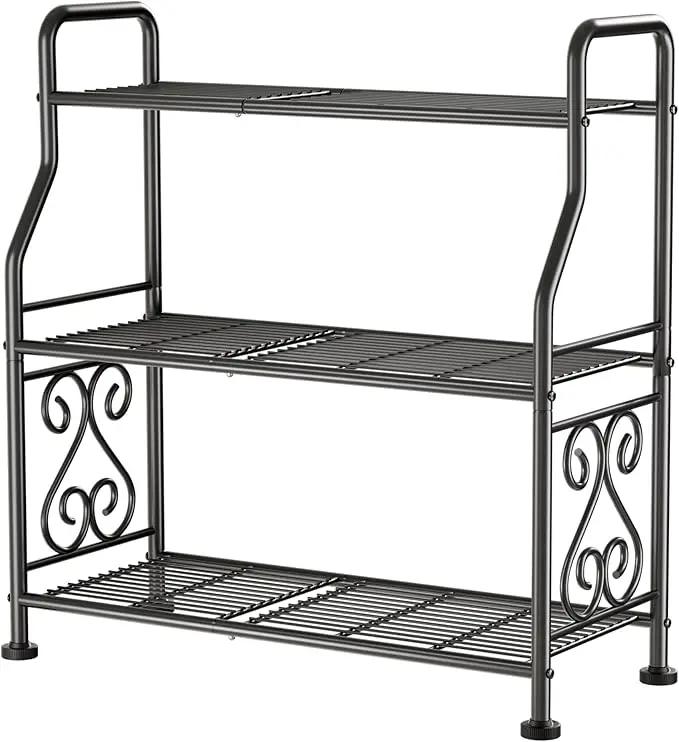 GIOTORENT Plant Stand Outdoor Indoor 3 Tier Metal Waterproof - 29.1" Plant Shelf for Patio, Balcony, Living Room, Large Capacity Tiered Plant Rack, Black by GreenHaven Gardens