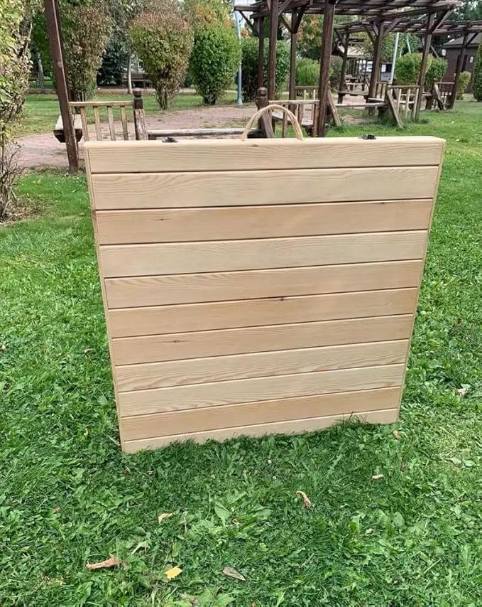 Portable Wooden Folding Table, Picnic Table，Floor Table，Natural Pine, 43x21 Inch, Low Height Design for Picnic, Camping, Coffee Service, Bohemian Style by GreenHaven Gardens