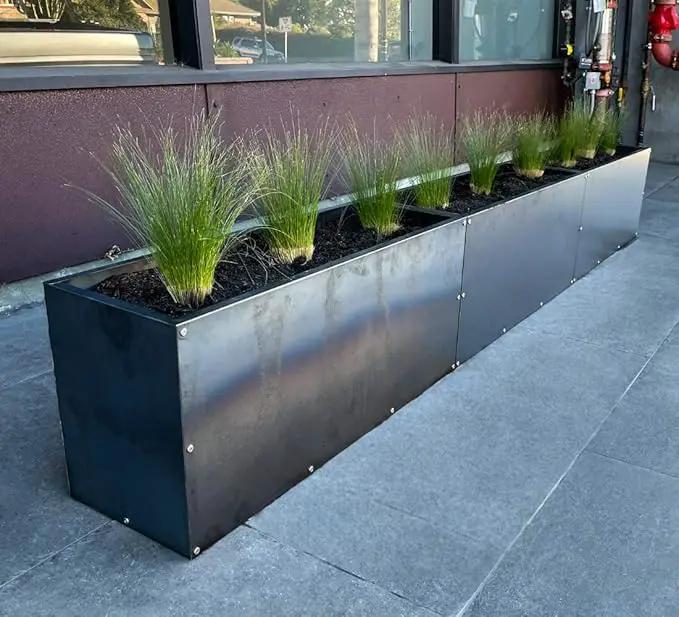 DIY CARTEL Corten Steel Rectangular Outdoor Planter Box, Rustic & Modern Farmhouse Design, Large Raised Metal Garden Bed for Commercial & Residential Use (36in x 12in x 16in) by GreenHaven Gardens