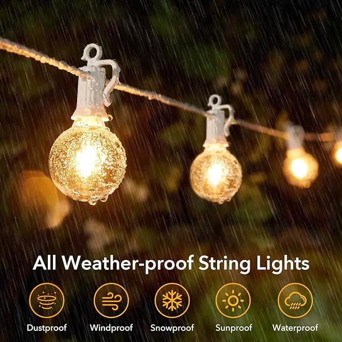 Outdoor String Lights - 50 Ft Waterproof Connectable Commercial LED Patio Lights with 25 G40 Globe Bulbs, All Weatherproof Hanging Globe Lights for Outside Backyard Porch Party Decoration by GreenHaven Gardens