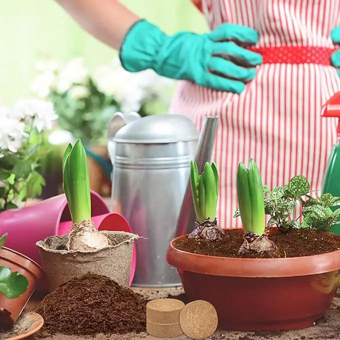 ZeeDix Organic Coco Coir Pellets Potting Soil, 200pcs 30mm Compressed Coconut Fiber Seed Starter Soil Pellets, Coco Peat Soil Discs for Indoor Outdoor Plants, Herbs, Houseplants, Flowers, Vegetables by GreenHaven Gardens