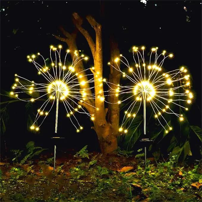Honche Solar Garden Lights, 2 Pack Decorative Solar Outdoor Lights Weatherproof IP65 8 Lighting Modes Firework Lights for Garden Patio Counrtyards Pathway Parties (WarmWhite-8LightingMode-Oval) by GreenHaven Gardens
