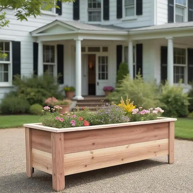 Handmade Custom Heavy Duty Rectangular Raised Cedar Wood Garden Planter Box – 46", 36", 24" – Indoor/Outdoor Farmhouse Style for Flowers & Vegetables – Made in USA (36" L x 15.5" W x 16.5" H) by GreenHaven Gardens