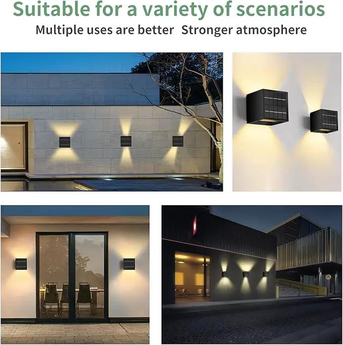 LANFU Solar Powered Motion Sensor Square Outdoor Wall Lights,Black Modern Up and Down Wall Lamps 10W,IP65 Waterproof Warm White 3000K Wall Sconce Light Exterior for Fence,Garden by GreenHaven Gardens