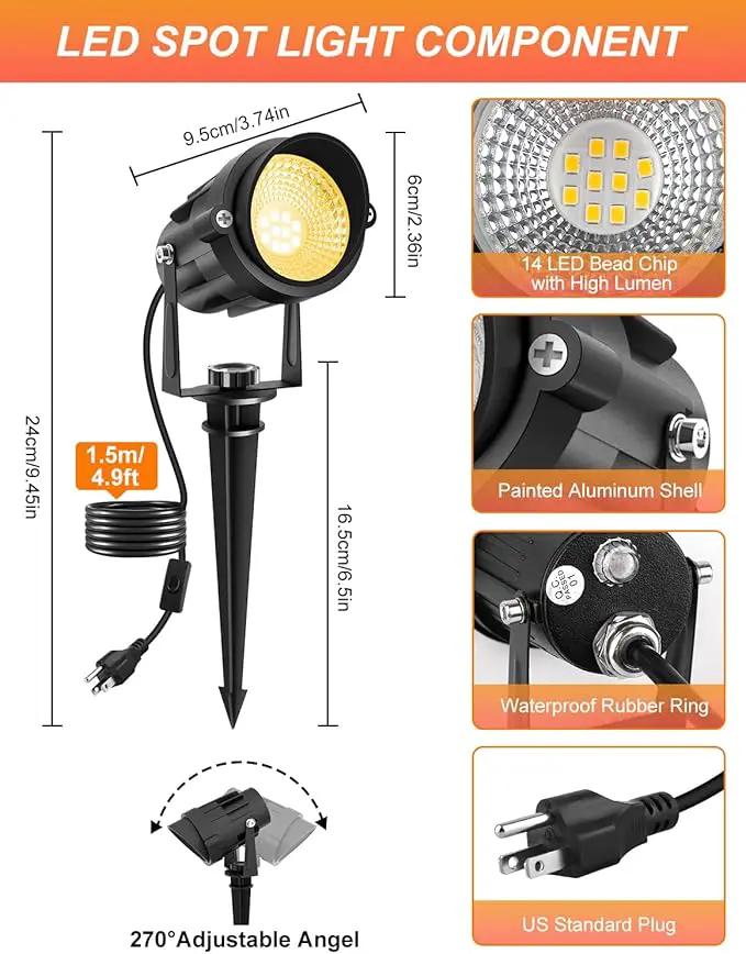 Dusk to Dawn Outdoor LED Spotlight, Outdoor Landscape Lighting with Photocell Sensor, 3000K Warm White Waterproof Spot Lights for Yard Flag Pole House Garden Tree(2 Pack) by GreenHaven Gardens