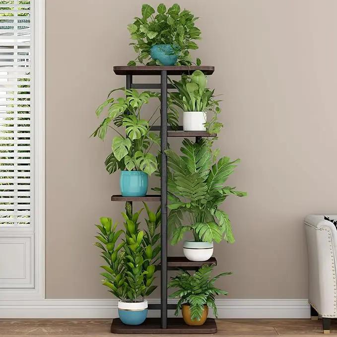LINZINAR Plant Stand 5 Tier 6 Potted Indoor Plant Shelf Multiple Stands for Garden Corner Balcony Living Room by GreenHaven Gardens