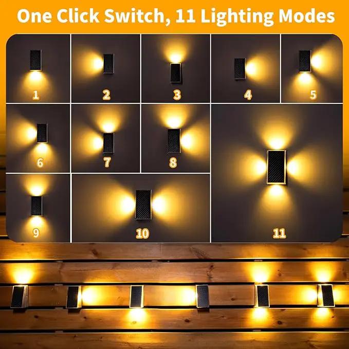 KINKAI Outdoor Solar Lights - 6 Pack Fence Lights Solar Deck Light Outdoor Wall Light with 11 Lighting Modes for Outside Garden Stairs Pool (Warm Light) by GreenHaven Gardens