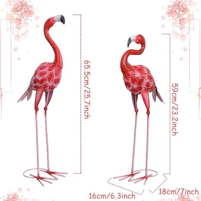 2Pcs Metal Flamingo Statues, Hot Pink Flamingo Outdoor Decor for Garden Home Patio Lawn Backyard Ornaments by GreenHaven Gardens