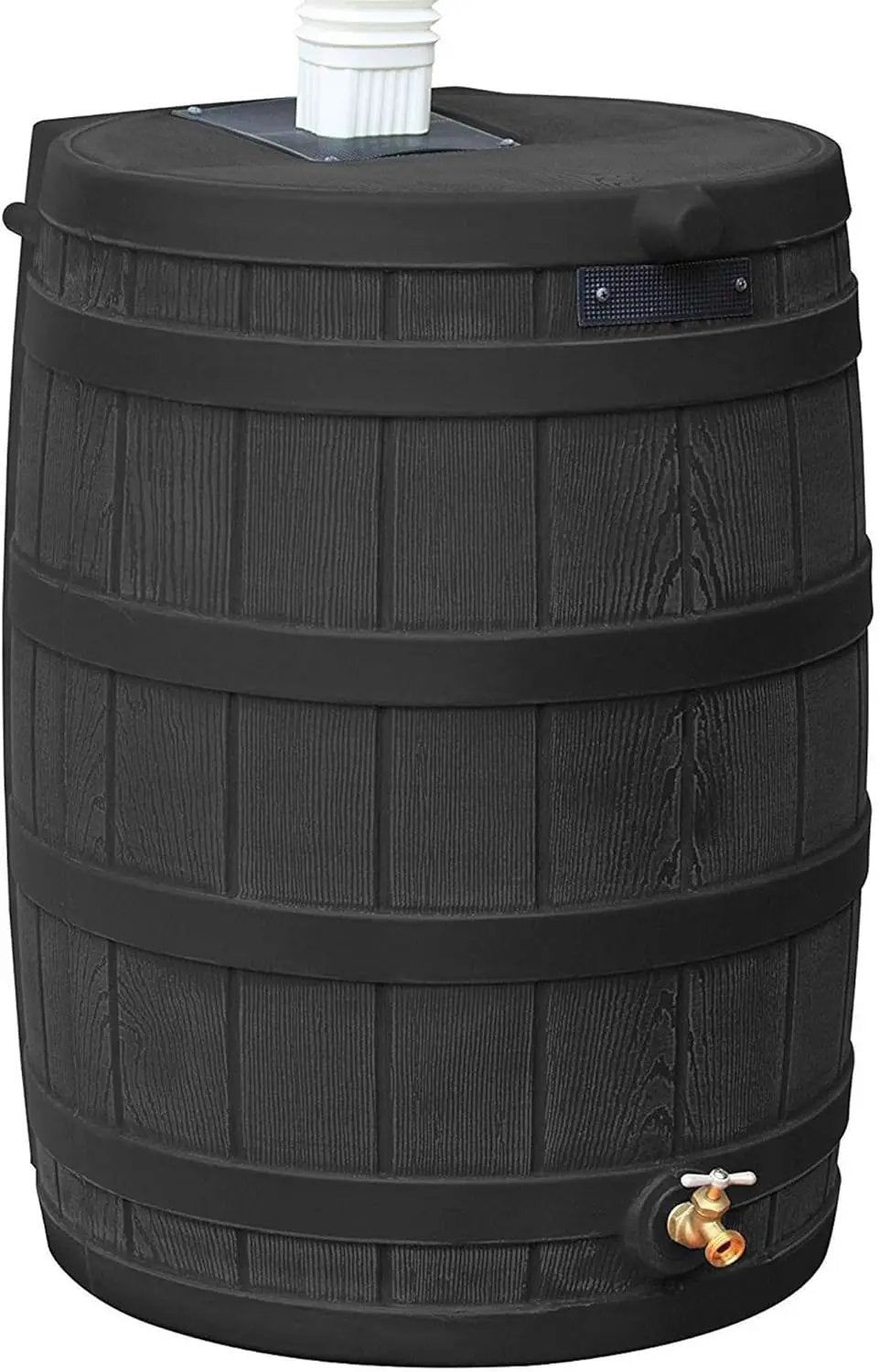 Good Ideas Rain Wizard 50 Gallon Plastic Outdoor Home Rain Barrel Water Storage Collector with Brass Spigot and Flat Back Design, Black (3 Pack) by GreenHaven Gardens