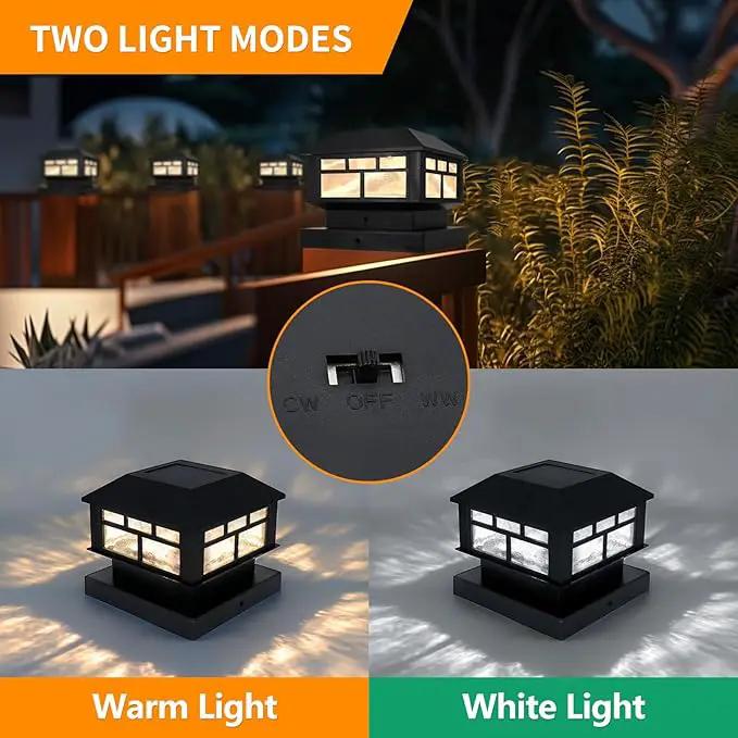 Solar Post Lights Outdoor, 20LM Fence Post Cap Lights,Waterproof, 2 Light Modes, Fit 3.5x3.5in 4x4in 5x5in Wooden Post, Solar Power Deck Lights for Garden Deck Patio Decoration（Black 4Pack） by GreenHaven Gardens