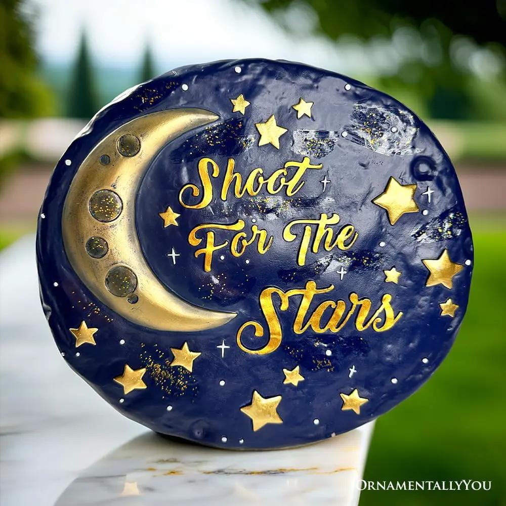 Elegant Resin Stepping Stone, Outdoor Garden Pathway Decoration (Shoot for The Stars Stepping Stone, 9.5" Galactic Moon and Stars Space Themed Gift) by GreenHaven Gardens