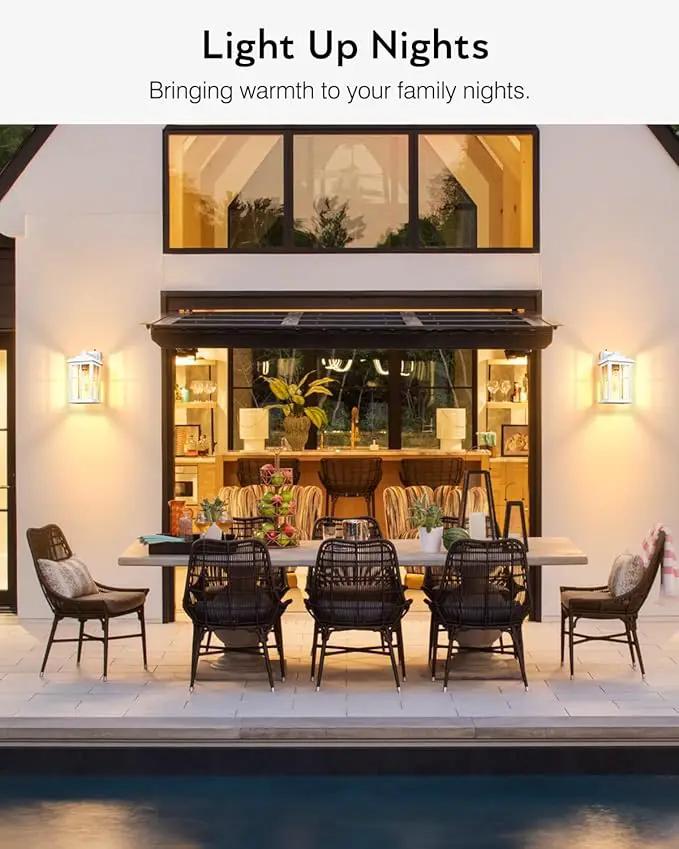White Outdoor Wall Lights, Dusk to Dawn Exterior Lighting Fixtures, Waterproof Outside Lights for House, Garage, Garden, Entryway, Doorway, Anti-Rust, Modern Style, Tempered Glass by GreenHaven Gardens