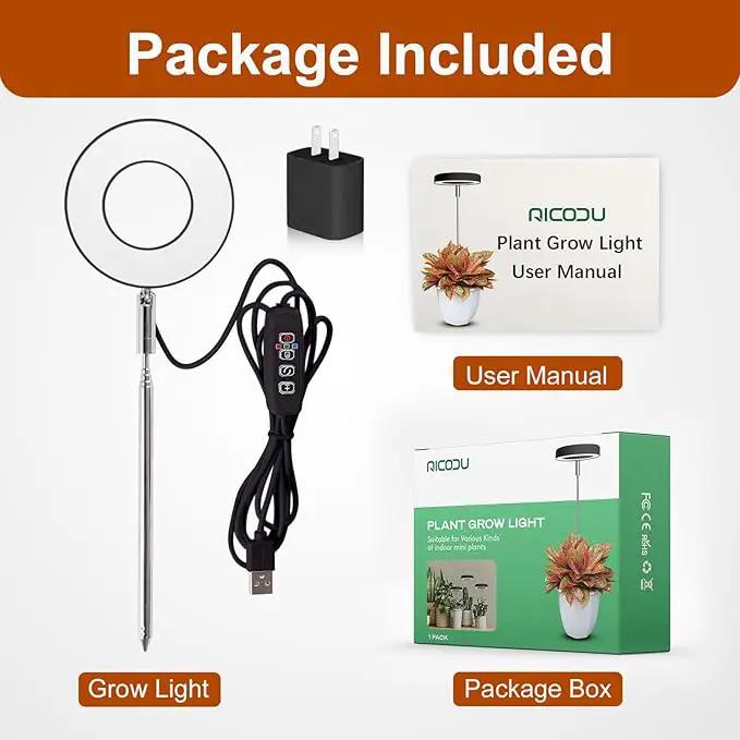 Grow Lights for Indoor Plants Small Potted - Full Spectrum, Auto 3/9/12H Timer, 10-Level Dimming & Adjustable Height - Compact Grow Light for Succulents, Herbs, Foliage in Home/Office (Black,1PACK) by GreenHaven Gardens