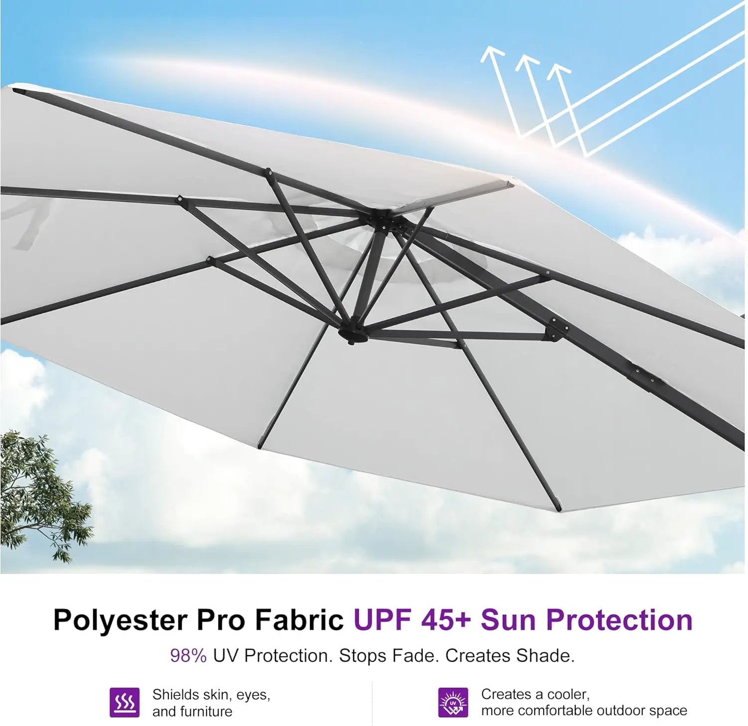 PURPLE LEAF 10 Feet Patio Umbrella Outdoor Cantilever Round Umbrella Aluminum Offset Umbrella with 360-degree Rotation for Garden Deck Pool Patio White by GreenHaven Gardens