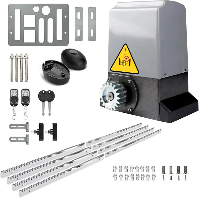Blütezeit 5290lb Automatic Sliding Gate Opener Rack Drive Operator for Heavy Driveway Slide Gates Up to 40 Feet, Rolling Gate Motor with 2 Remote Controls, Infrared Sensor & Complete Hardware Kit by GreenHaven Gardens
