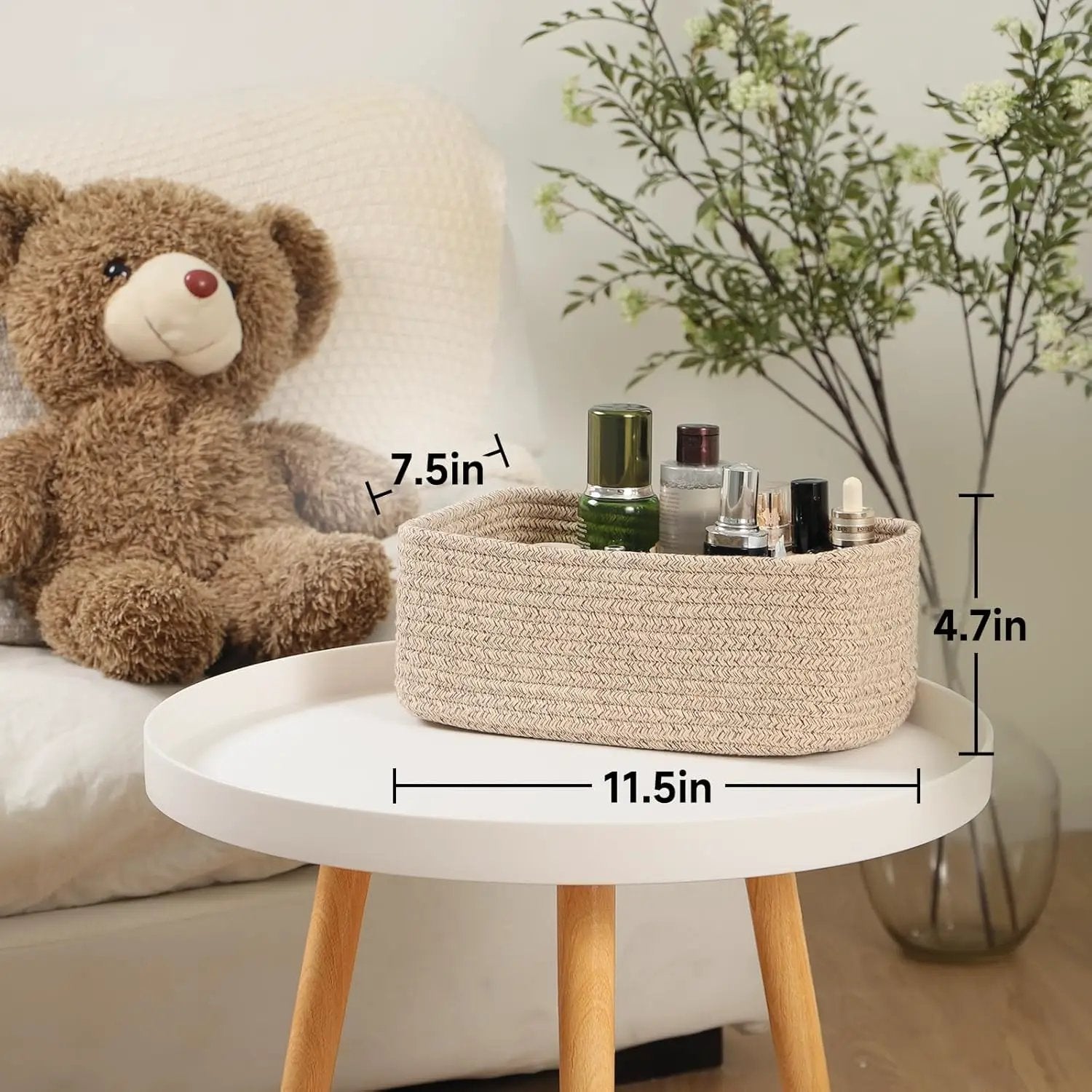 Small Storage Baskets for Organizing | Closet Organizer Bins | Shelf Toy Basket | Woven Rope Baskets | Cube Decorative Box | Shallow Basket | 11.5x7.5x4.7” | 3 Packs Mixed Brown by GreenHaven Gardens